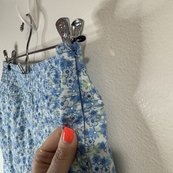 Vintage Y2K 90s St. John's Bay Skirt Skort 8 A-line Ditsy Floral Blue Stretch - Picture 4 of 7